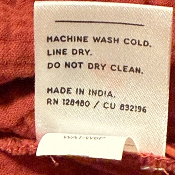 Pact Organic Cotton Gauze Button Front Maxi Dress XL Rust Red Long Sleeve Pocket - Picture 11 of 14